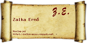 Zalka Ernő névjegykártya
